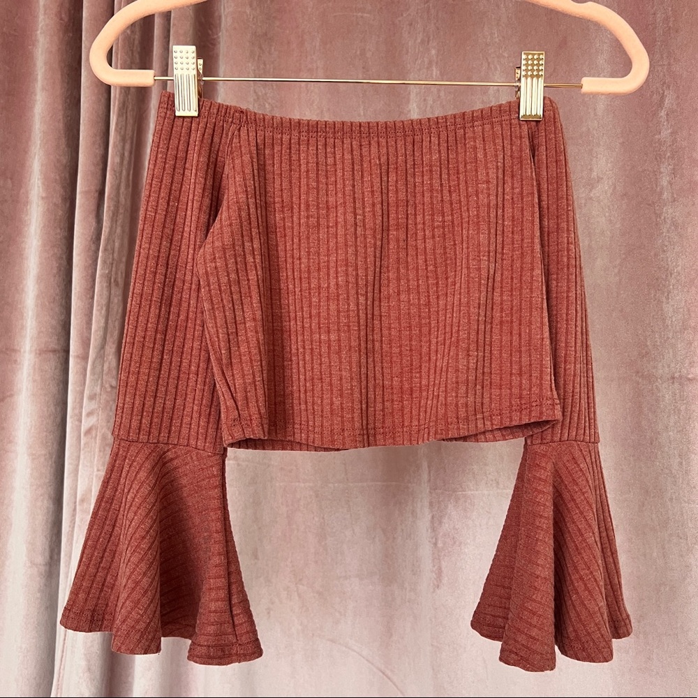 Off-The-Shoulder Burnt Orange Crop Top
